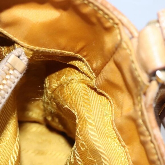 PRADA Hand Bag Canvas Beige Gold Auth EC435 - Picture 11 of 16
